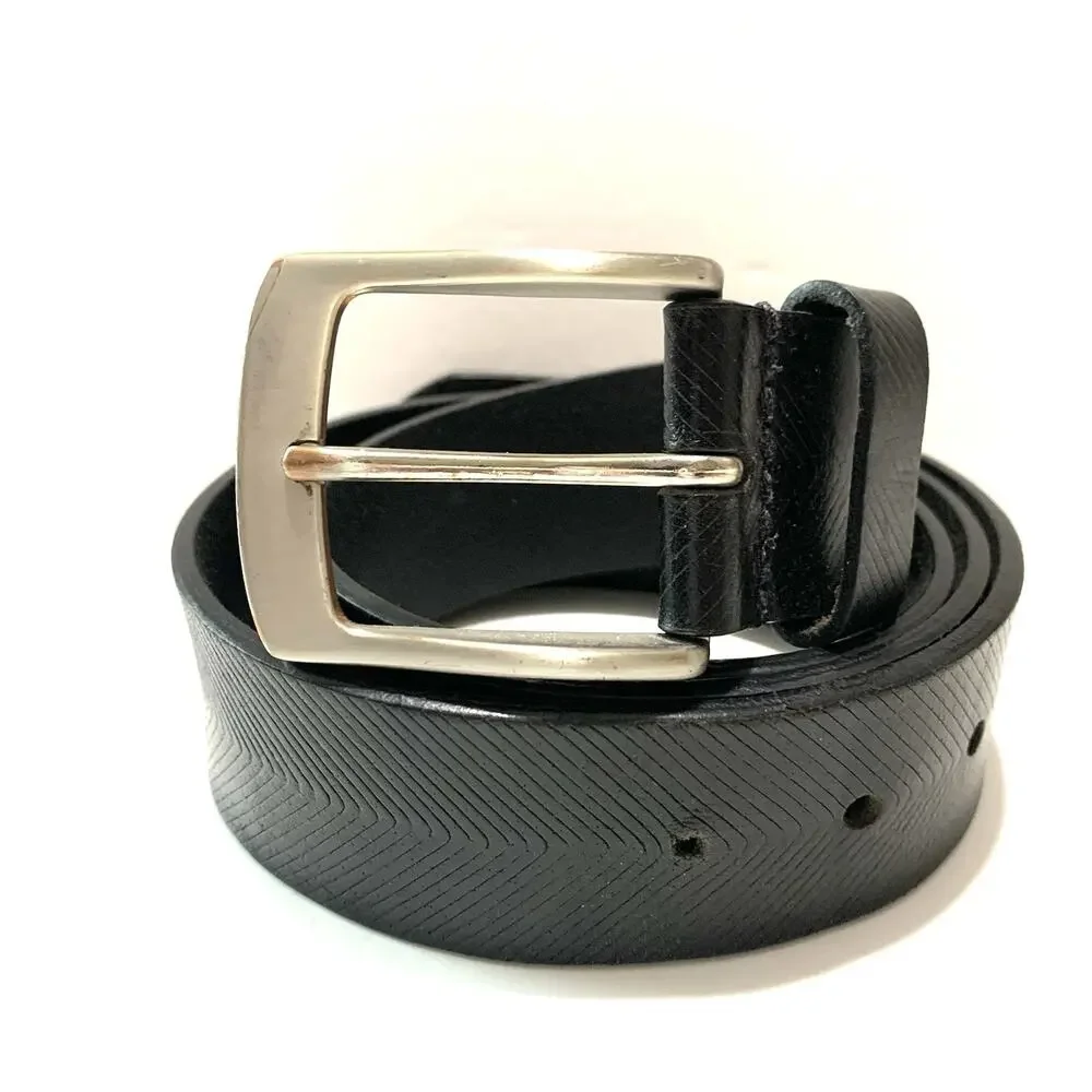 Cremieux Men’s Size 40 Belt Black Leather Silver Buckle Casual Dress Everyday